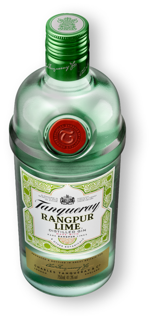 A bottle of Tanqueray Rangpur Lime.